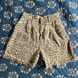 Free People Cheetah Print Denim Cutoff Shorts, Size 27/4